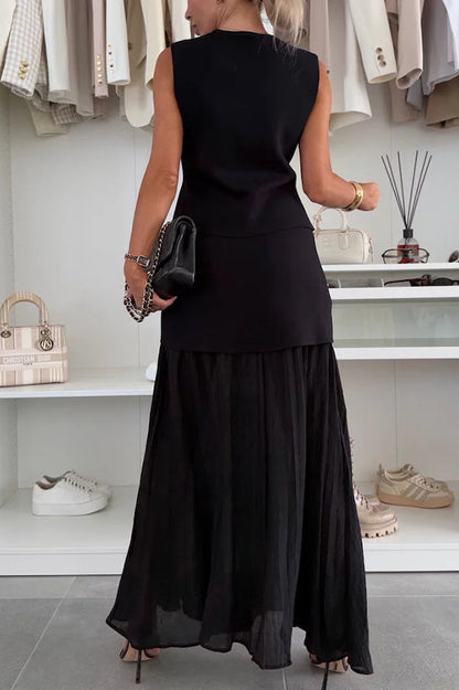 Facerya Fashion Vest And Chiffon Skirt Set