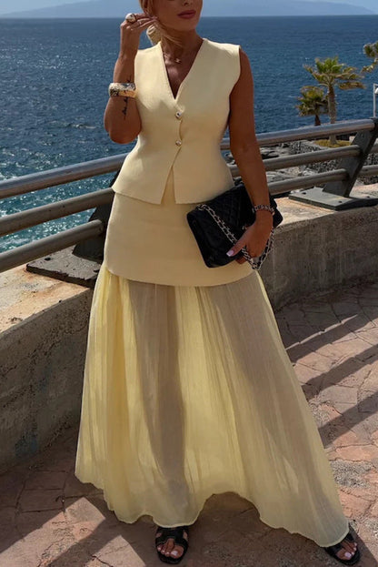 Facerya Fashion Vest And Chiffon Skirt Set