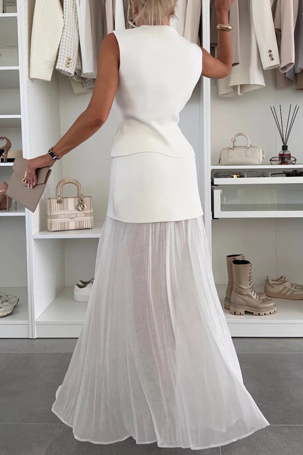 Facerya Fashion Vest And Chiffon Skirt Set