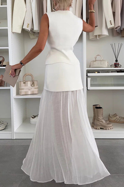 Facerya Fashion Vest And Chiffon Skirt Set