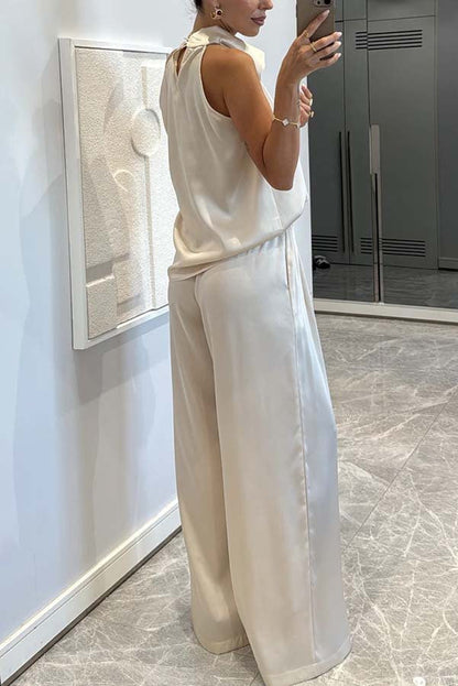 Facerya Satin Halter Top And Pants Set