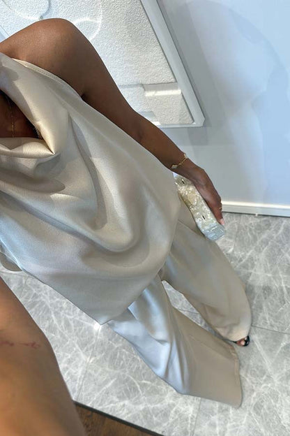 Facerya Satin Halter Top And Pants Set